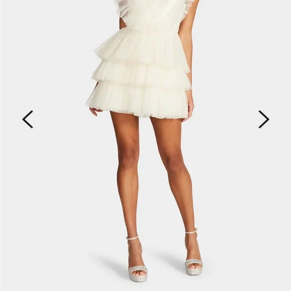 Betsey Johnson Cream Tiered Mini Dress - Picture 1 of 10